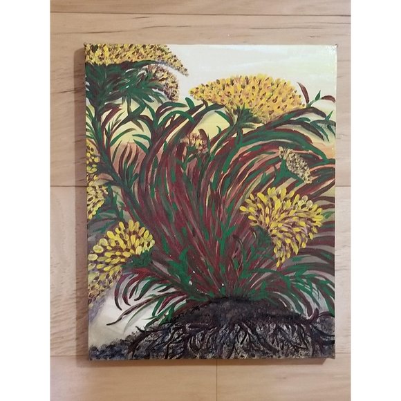 Acrylic Painting Signed Plants Flowers Nature - Picture 8 of 8